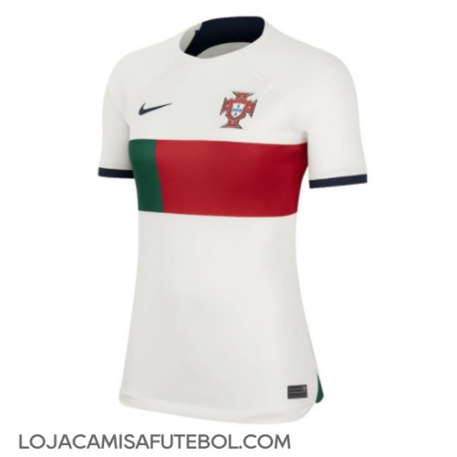 Camisa de Futebol Portugal Equipamento Secundário Mulheres Mundo 2022 Manga Curta